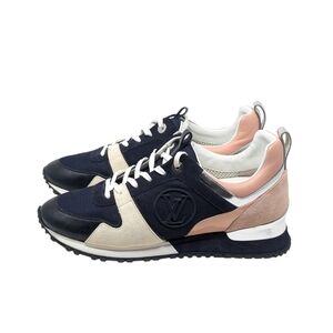 Louis Vuitton Pink & Navy Run Away Leather Trainers Sneakers Size EU 40